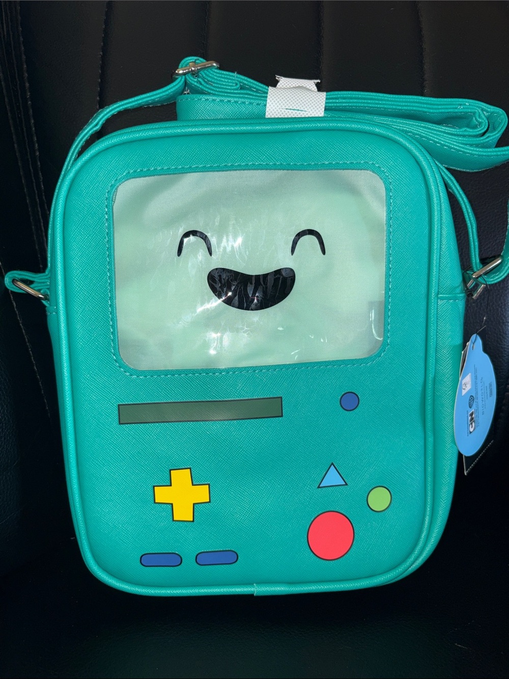 Teal Game Console Crossbody Bag with Smiley Screen